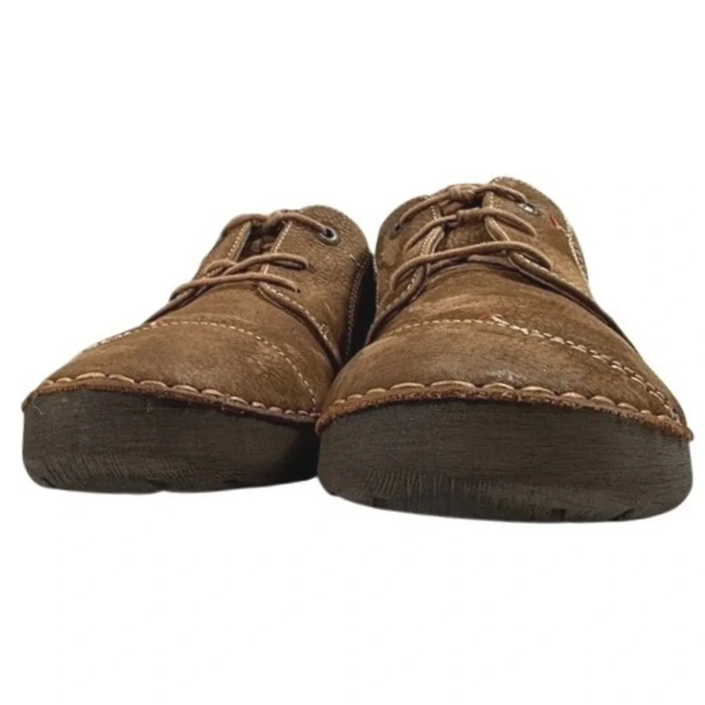 Josef Seibel Mens Brown Leather Lace Up Oxford Shoes Contrast Stitch Size 42